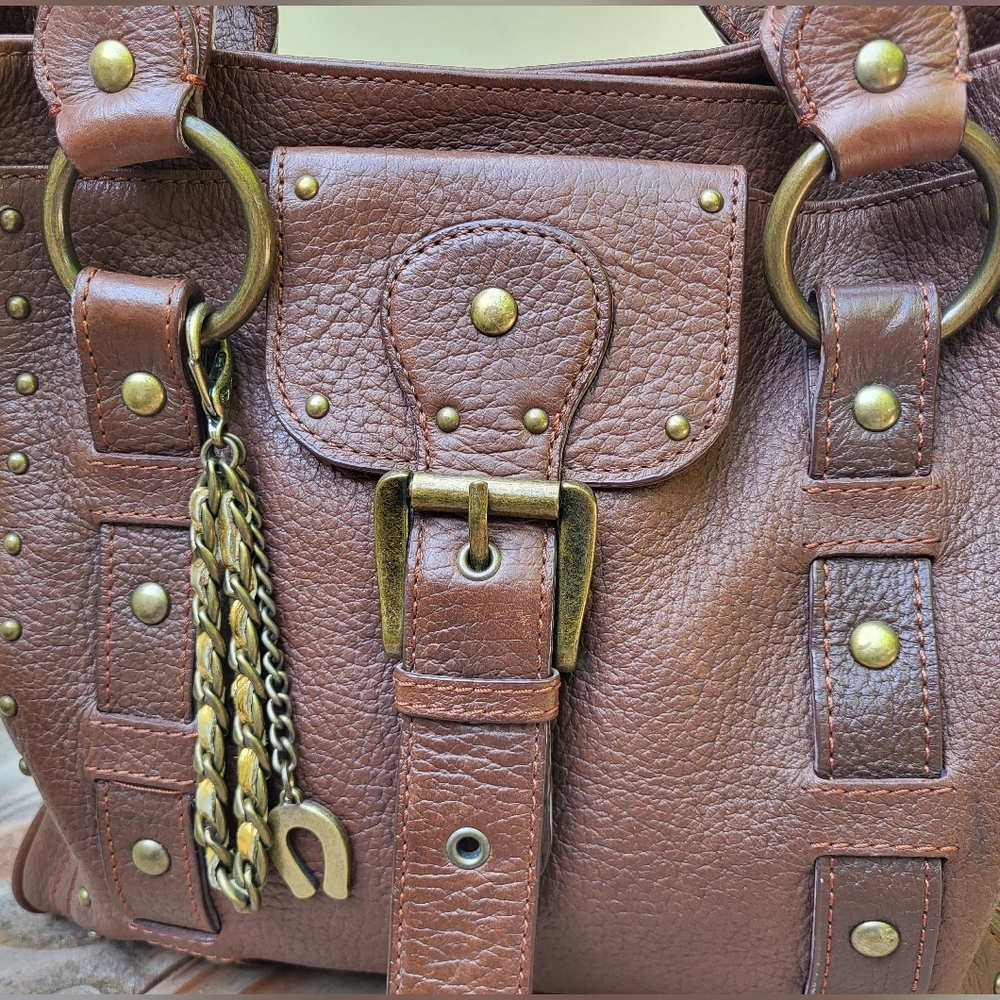Betsey Johnson Vintage Genuine Leather Studded Handbag - Picture 3 of 8
